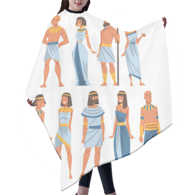 Personality  Egyptians As Ethnic People Characters From Egypt Wearing Authentic Garment Vector Set Hair Cutting Cape