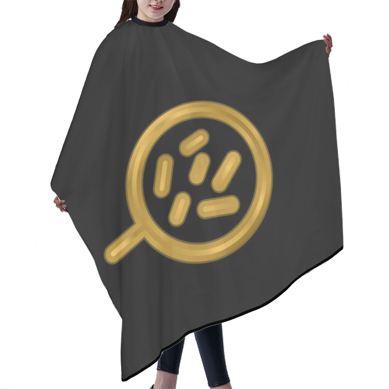 Personality  Body Cells Under A Magnification Tool Gold Plated Metalic Icon Or Logo Vector Hair Cutting Cape