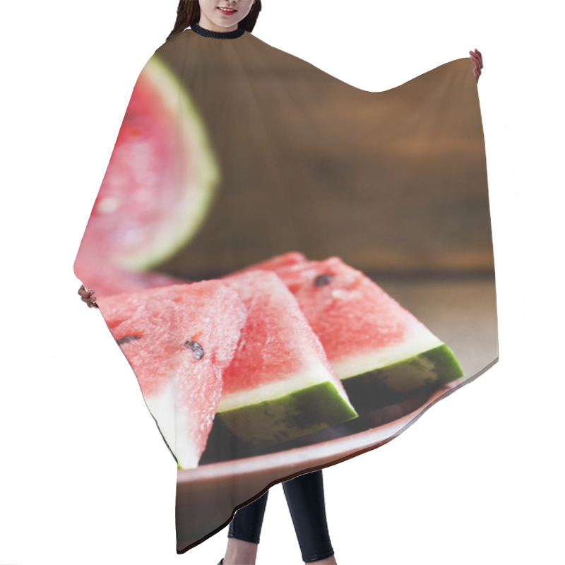 Personality  Watermelon Slices On A Clay Plate Hair Cutting Cape