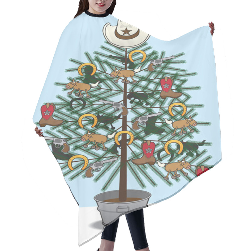 Personality  Cowboy Christmas Tree Hair Cutting Cape