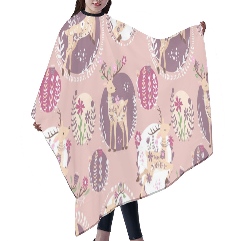 Personality  Beautiful Folk Reindeer Seamless Pattern Hair Cutting Cape