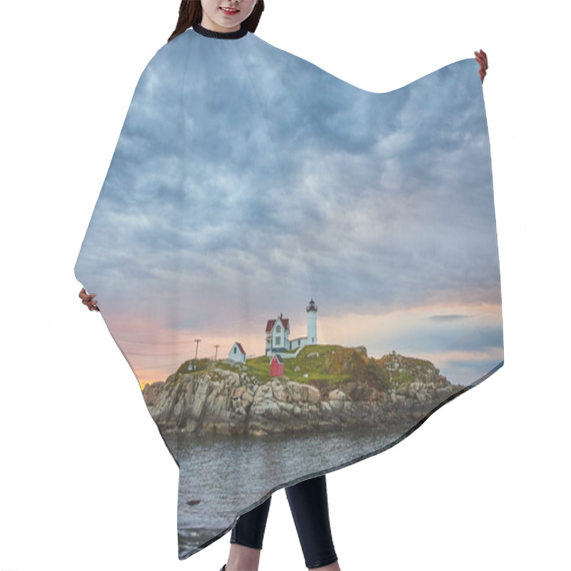 Personality  Image Of Dawn Overcast Morning Over Serene Maine Island With Lighthouse Hair Cutting Cape