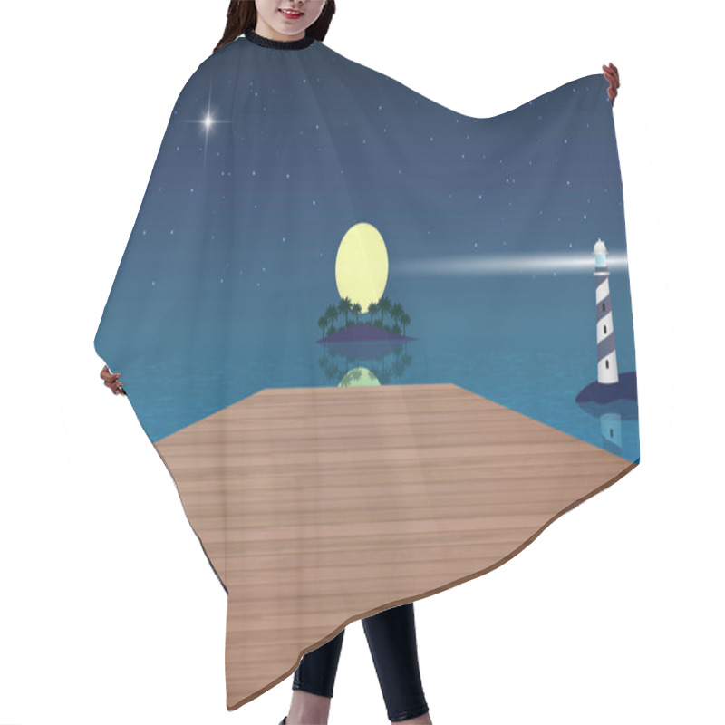 Personality  Wooden Bridge On The Beach In The Night Hair Cutting Cape