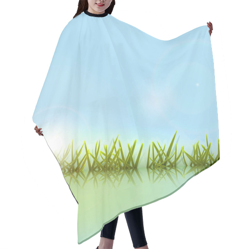 Personality  Morning Meadow Grass Green Reflection In River Hair Cutting Cape