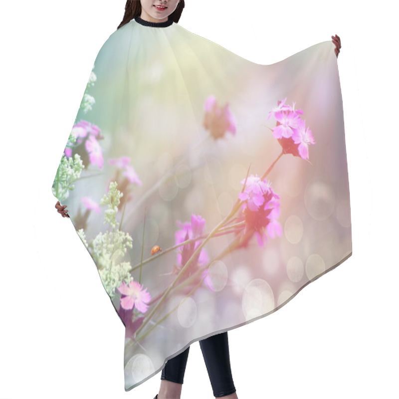 Personality  Pink Flowers Under The Sunshine Hair Cutting Cape