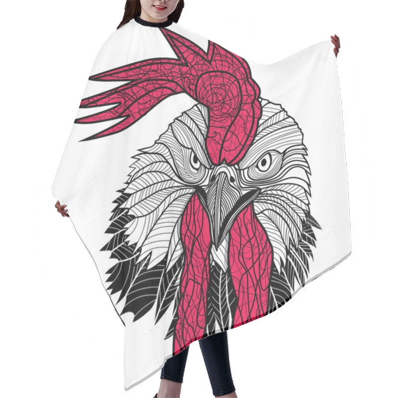 Personality  Chicken Rooster Head Design For T-shirts Isolated On White Background. Vector Illustration Tattoo Of A Cock. Hair Cutting Cape