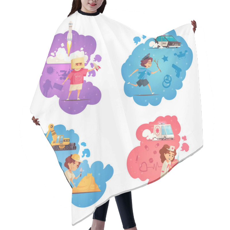 Personality  Children Professions Compositions Set Hair Cutting Cape