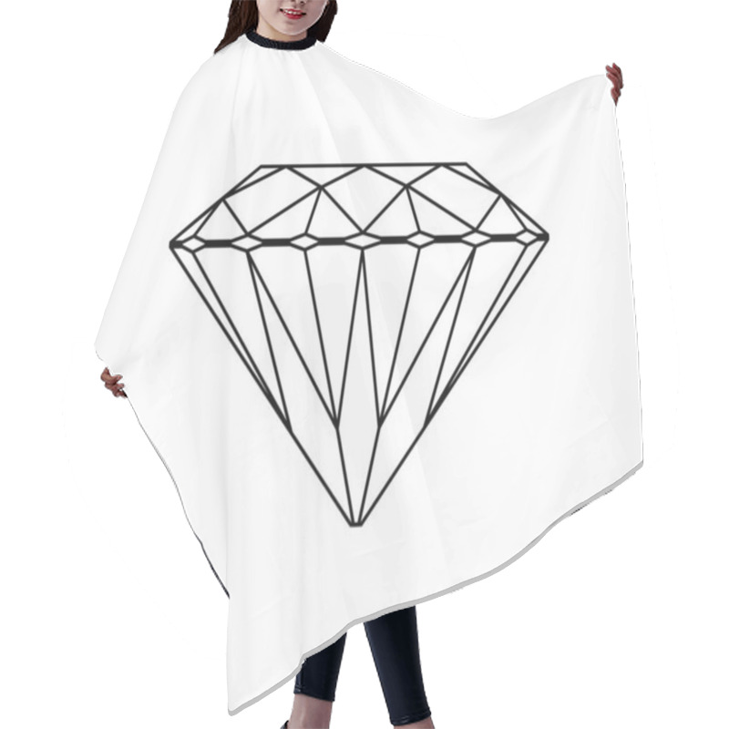 Personality  Diamond Outline Icon. Gemstone Vector Illustration. Black And White Sign. Hair Cutting Cape