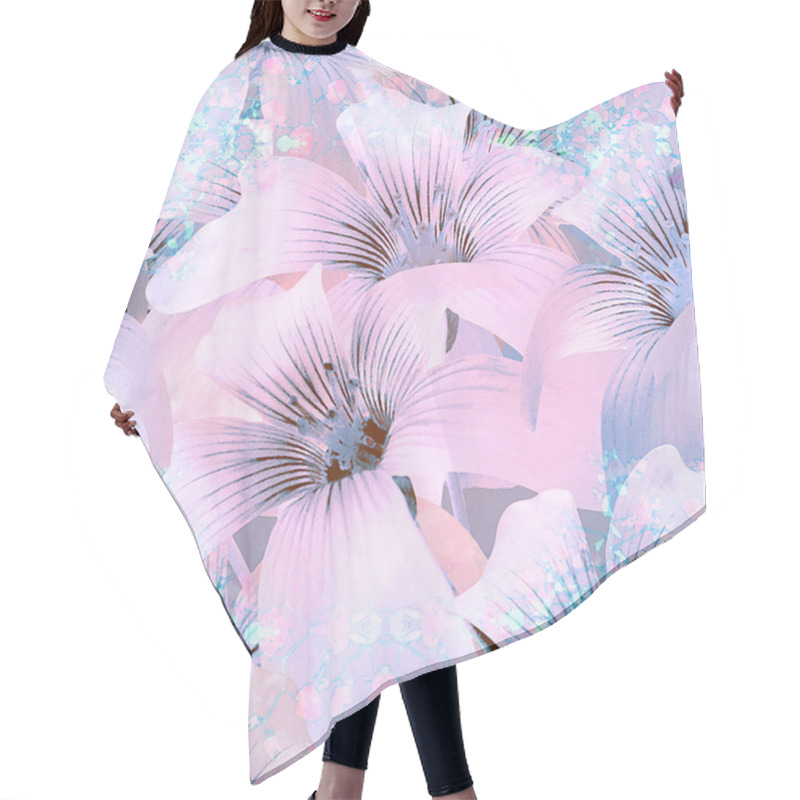 Personality  Elegant Floral Pattern In Light Cold Tones Hair Cutting Cape