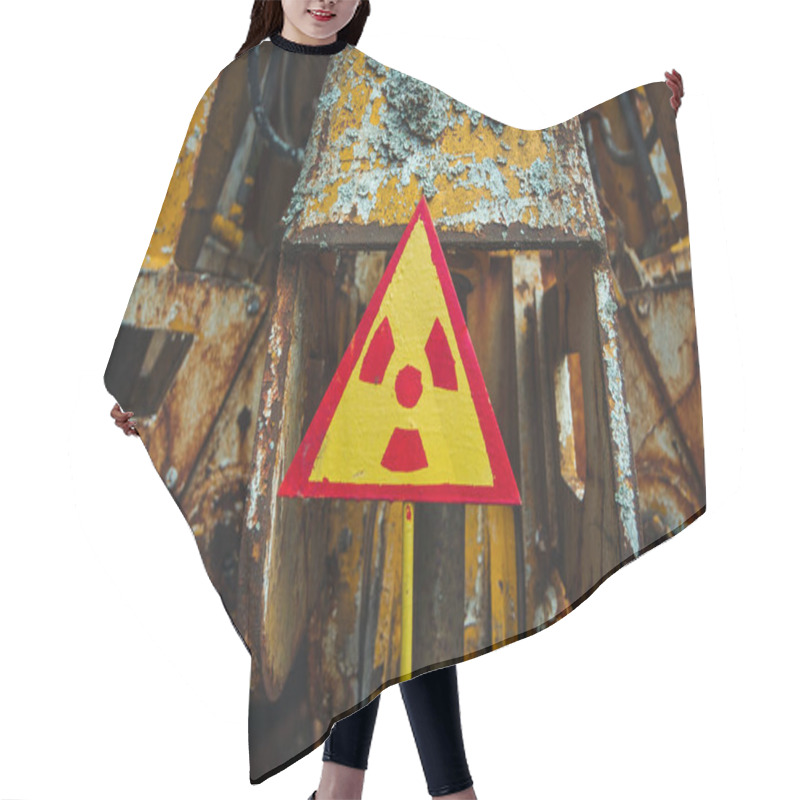 Personality  Radiation Sign - Triangular Warning Yellow Sign Of Radiation Hazard In The Zone Of Radioactive Fallout In Pripyat City. Chernobyl Exclusion Zone Hair Cutting Cape