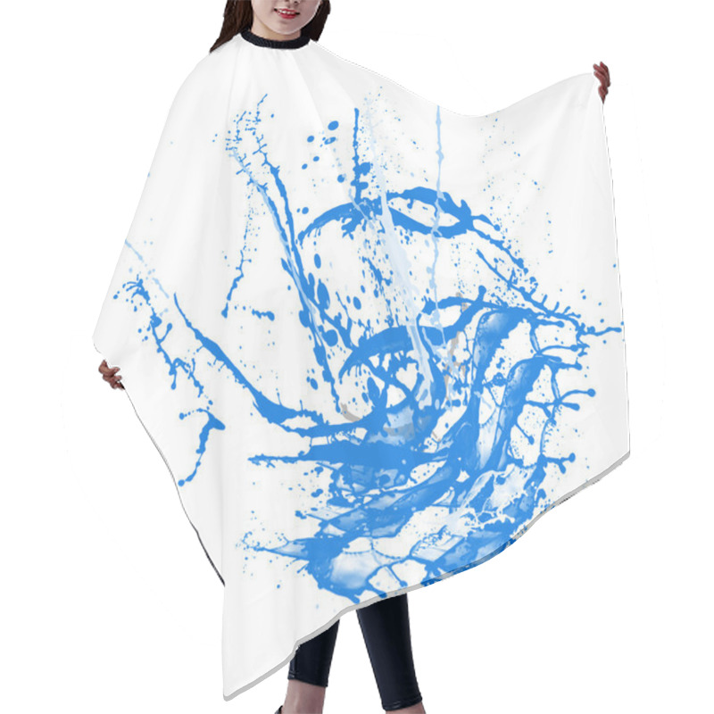 Personality  Sketch Of Blue Paint Hair Cutting Cape