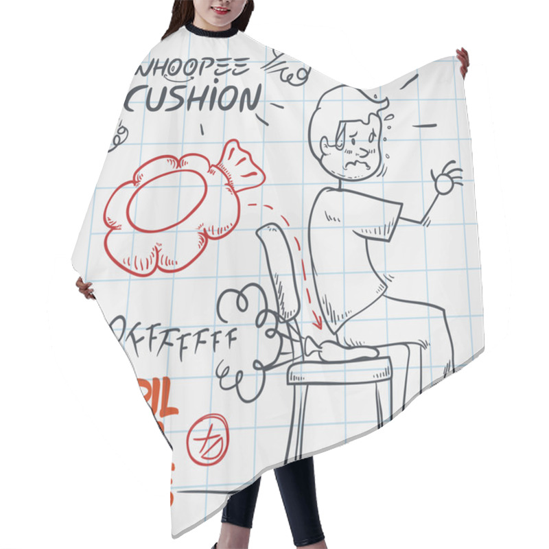 Personality  Hilarious Whoopee Cushion Prank, Vector Illustration Hair Cutting Cape