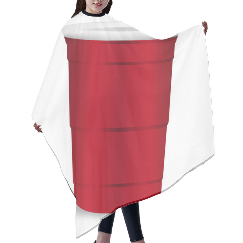 Personality  Red Party Cup Realistic 3d Vector Illustration. Hair Cutting Cape