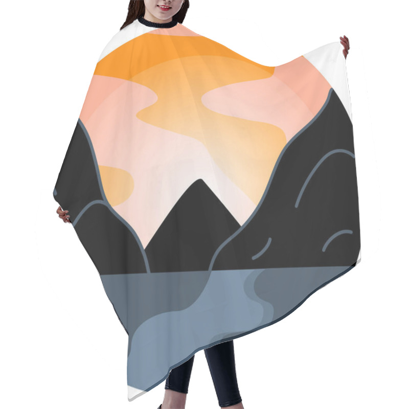 Personality  Illustration Of Abstract Sunrise In Mountains  Hair Cutting Cape