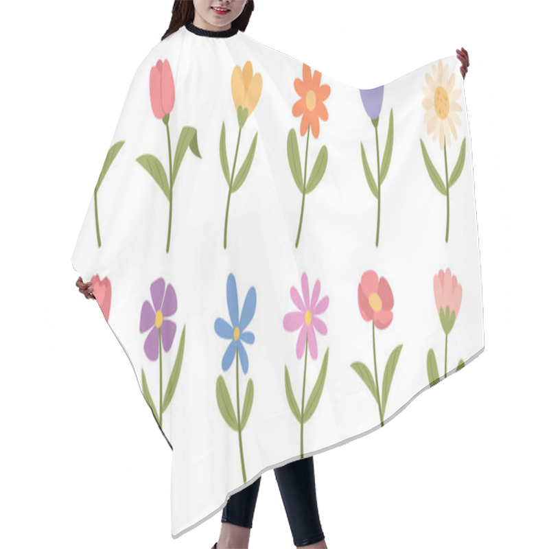 Personality  Set Of Spring Flowers, On A White Background Hair Cutting Cape