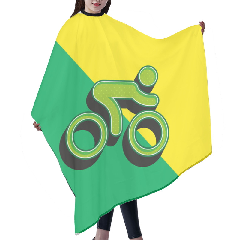 Personality  Bicycle Race Green And Yellow Modern 3d Vector Icon Logo Hair Cutting Cape