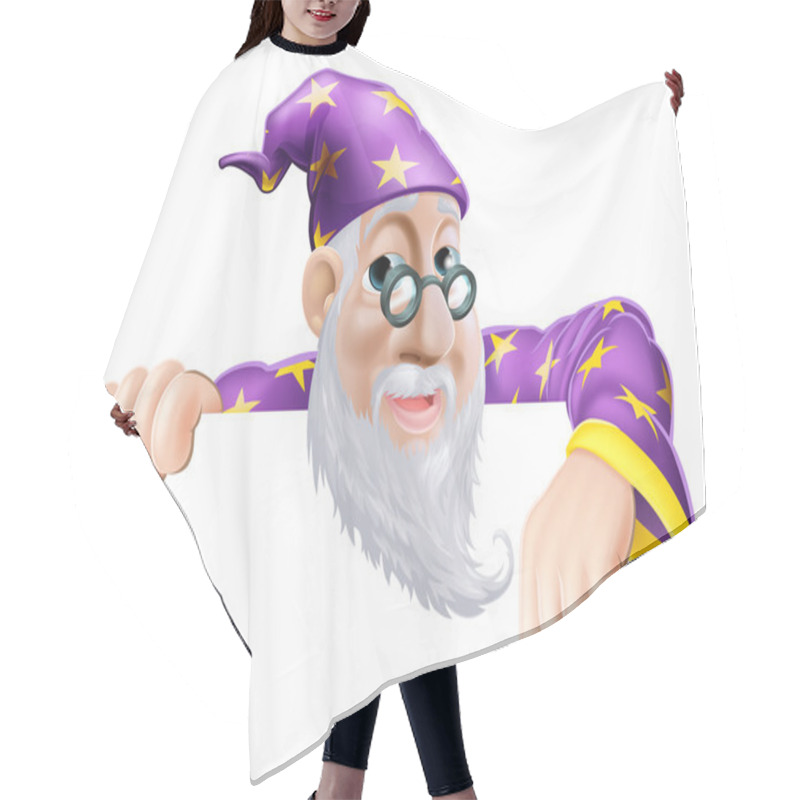 Personality  Fun Wizard Pointing Down Hair Cutting Cape