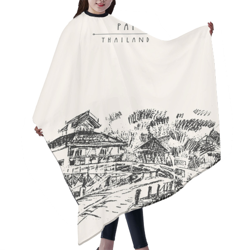 Personality  Hotel And Bamboo Bridge Postcard Hair Cutting Cape