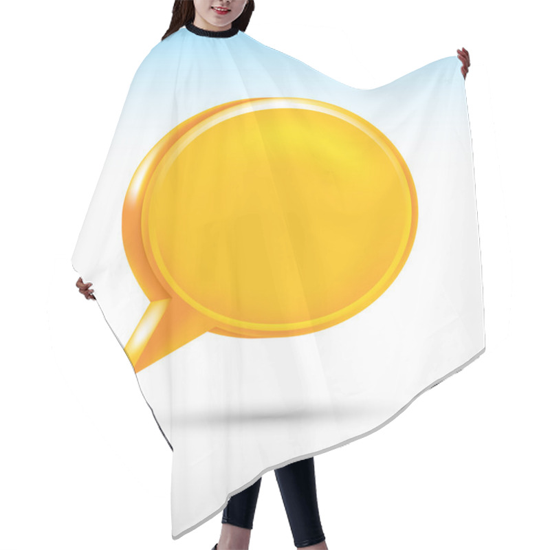 Personality  3d Blank Orange Speech Bubble Shape With Drop Gray Shadow On White Background. Hair Cutting Cape