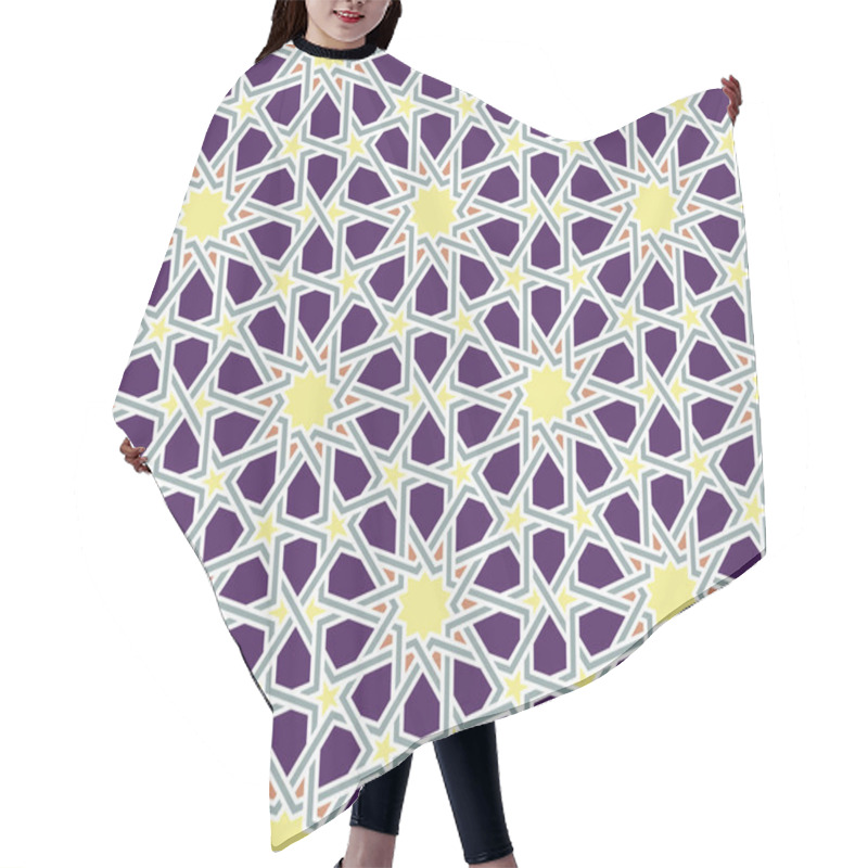 Personality  Classical Islamic Seamless Pattern, Moroccan Style Geometric Tiles, Hexagonal Grid Lines, Intricate Repeat Background For Web And Print Hair Cutting Cape