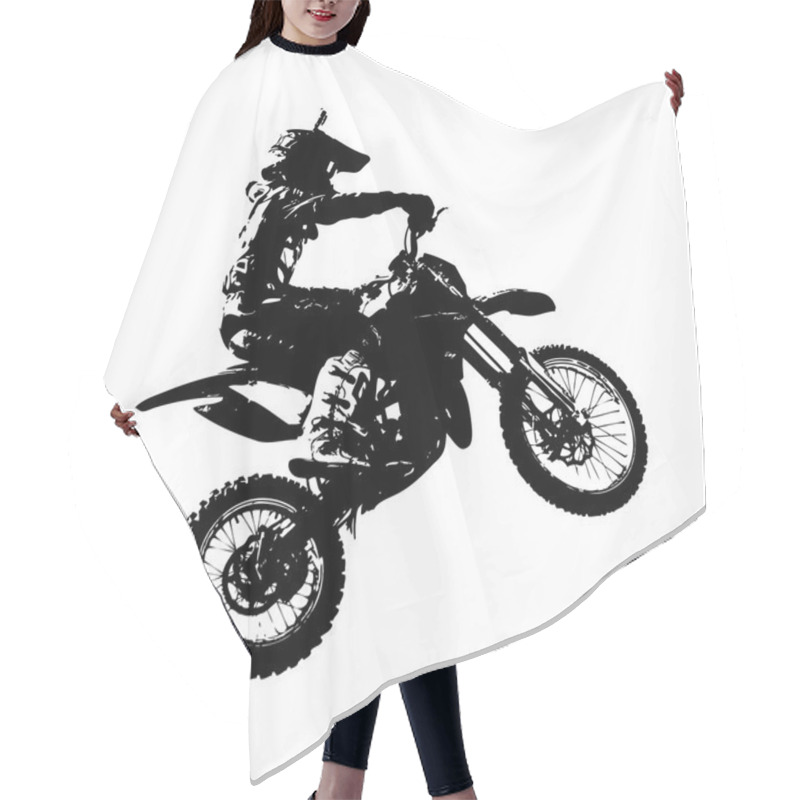 Personality  Rider Participates Motocross Championship.  Vector Illustration. Hair Cutting Cape