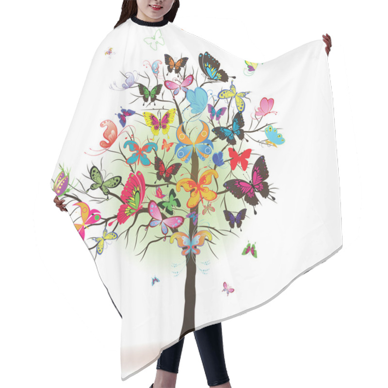 Personality  Tree With Butterfly, Element For Design, Vector Illustration Hair Cutting Cape