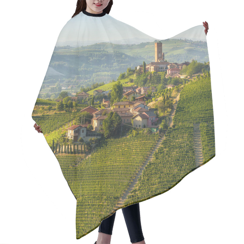 Personality  Beautiful Hills And Vineyards Surrounding Barbaresco Village In The Langhe Region. Cuneo, Piedmont, Italy. Hair Cutting Cape