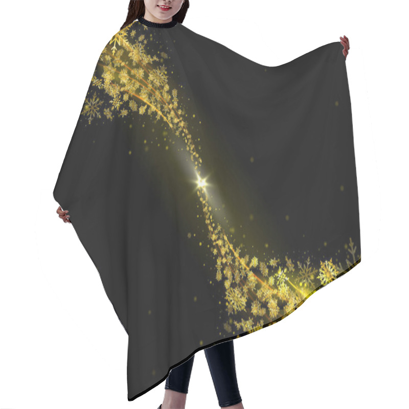 Personality  Black Abstract Background With Flying Golden Snowflakes Hair Cutting Cape