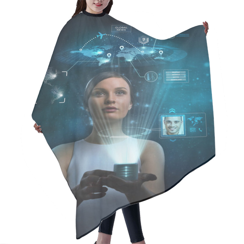 Personality  Businesswoman Works Hair Cutting Cape