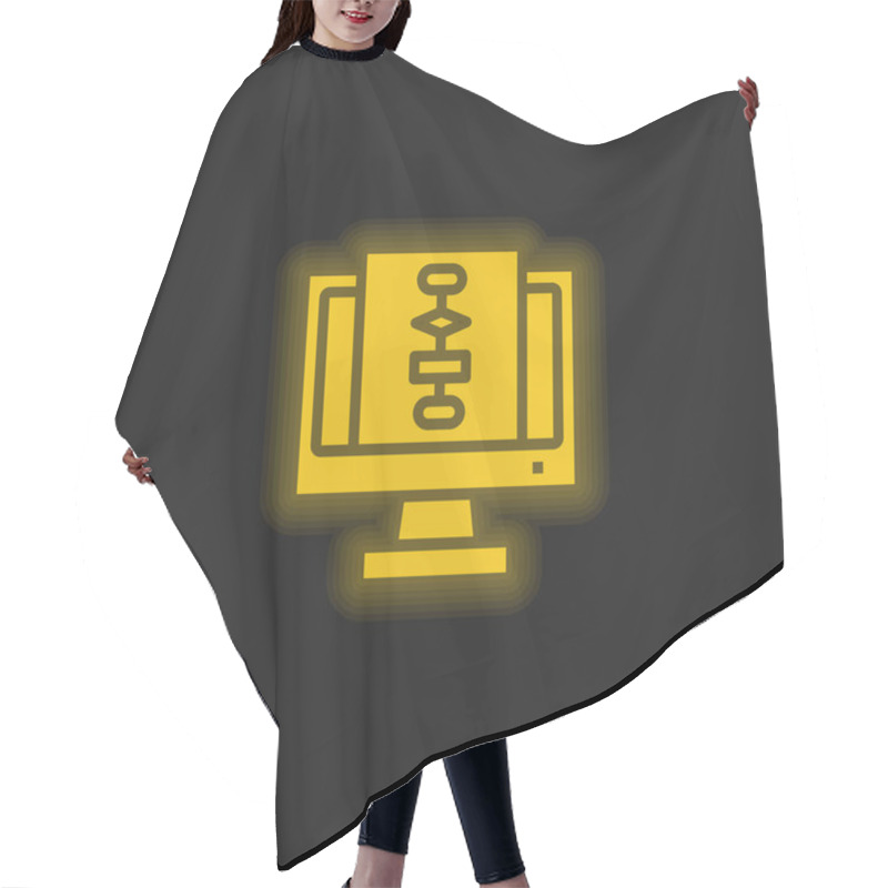 Personality  Algorithm Yellow Glowing Neon Icon Hair Cutting Cape