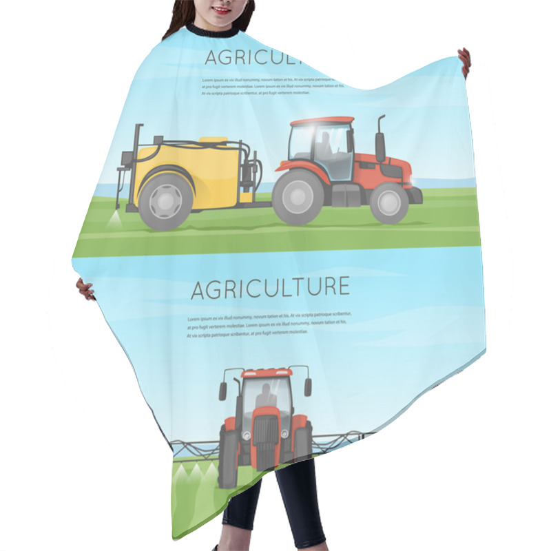 Personality  Tractor Watering Field Hair Cutting Cape