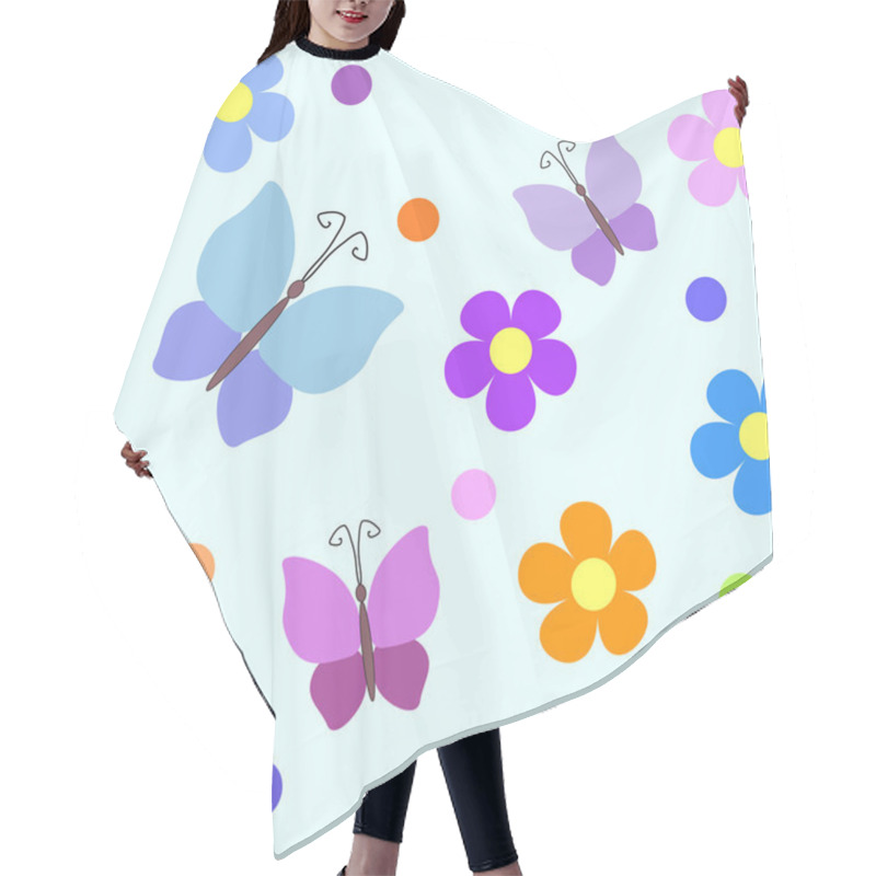 Personality  Seamless Pattern With Flowers And Butterflies Hair Cutting Cape