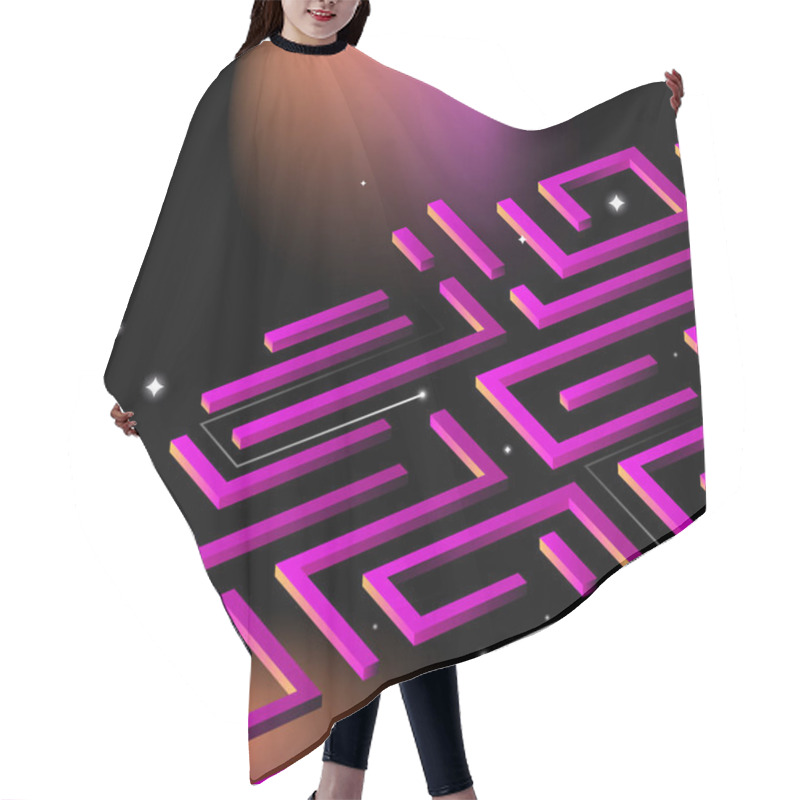 Personality  Pink Maze. Coding, Technology Chip Isometric Illustration. Vector Illustration Hair Cutting Cape