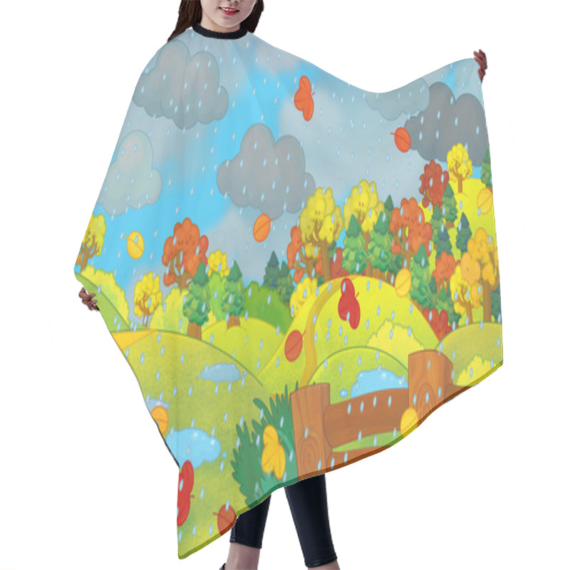 Personality  Cartoon Autumn Nature Scene Hair Cutting Cape