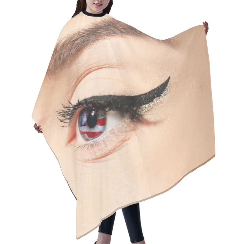 Personality  Reflection Of American Flag In Eye Hair Cutting Cape