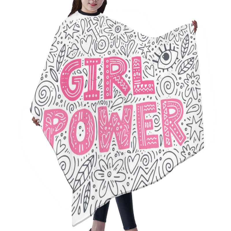 Personality  Girl Power Illustration Hair Cutting Cape