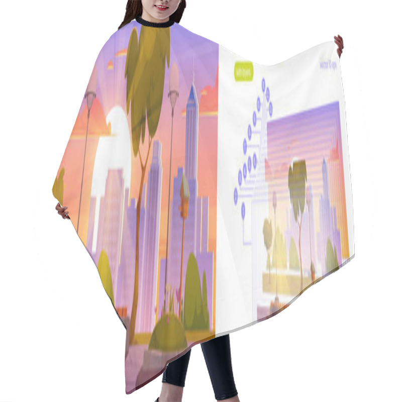 Personality  Parallax Background, City Park With Birdhouse Hair Cutting Cape