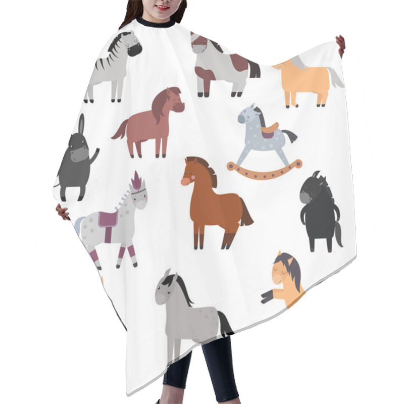 Personality  Cartoon Horse Vector Illustration. Hair Cutting Cape