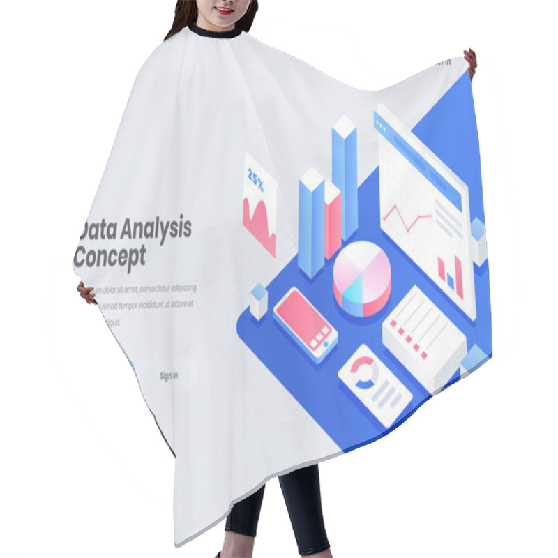 Personality  Analyst Or Developer Workplace, Isometric Illustration Of Smartp Hair Cutting Cape