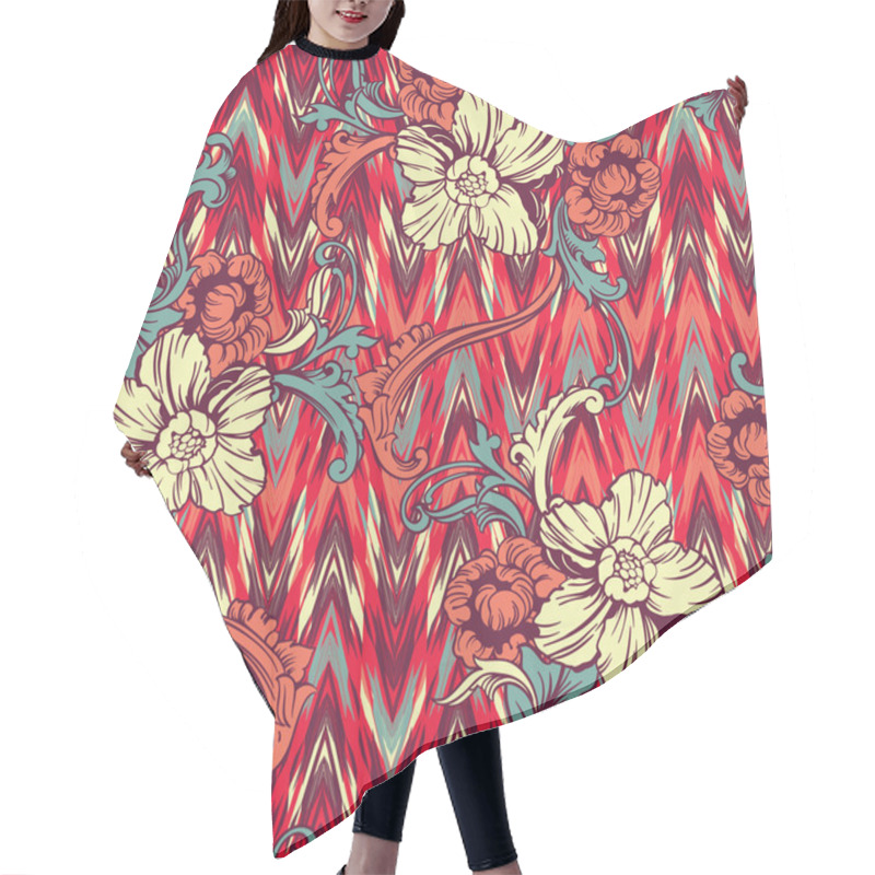 Personality  Eclectic Fabric Seamless Pattern. Hair Cutting Cape