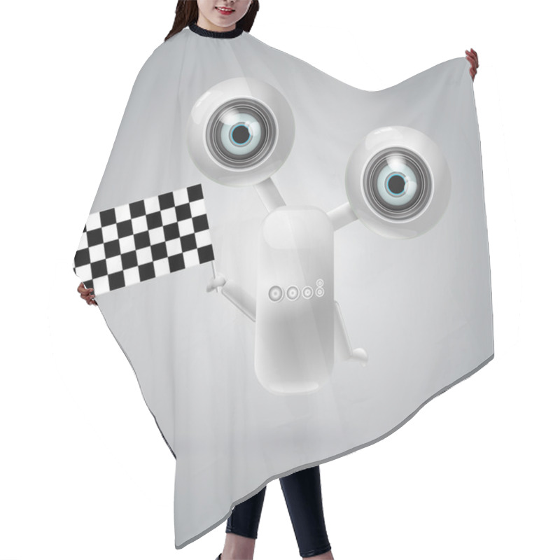 Personality  Cute Robot With Flag Racing . EPS 10 Vector Illustration Hair Cutting Cape