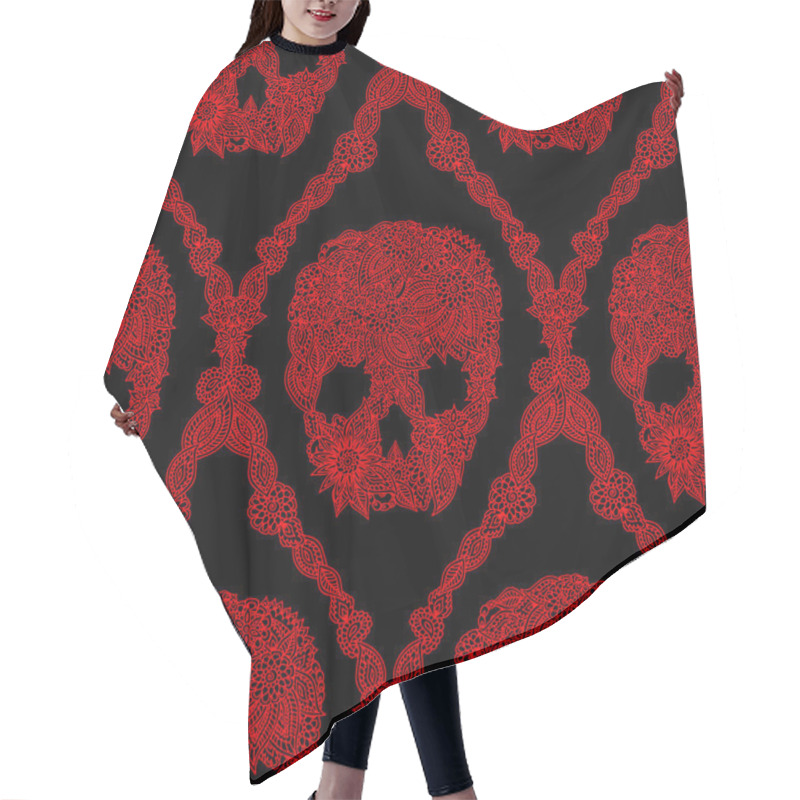 Personality  Skulls Damask Seamless Pattern Hair Cutting Cape