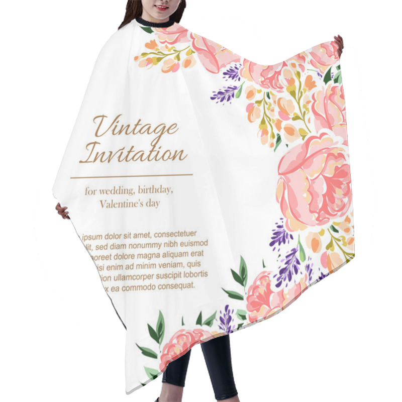 Personality  Delicate Invitation With Flowers Hair Cutting Cape