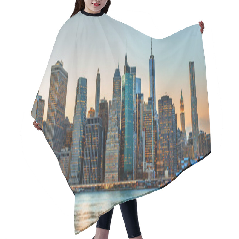 Personality  Manhattan. Evening New York City Skyline Panorama Hair Cutting Cape