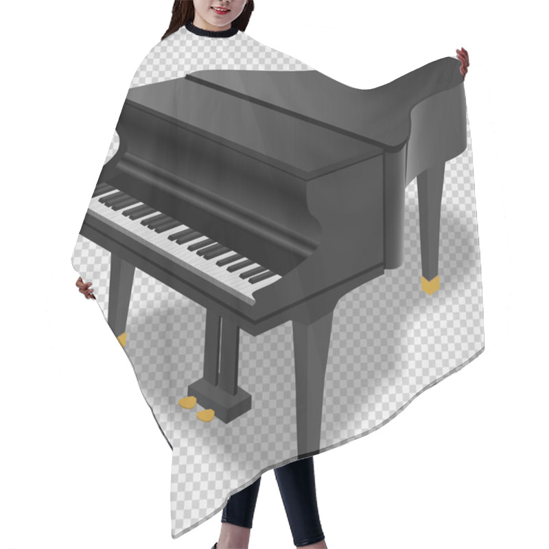 Personality  Black Grand Piano On A Transparent Background. Realistic Isolated Vector Object. Hair Cutting Cape