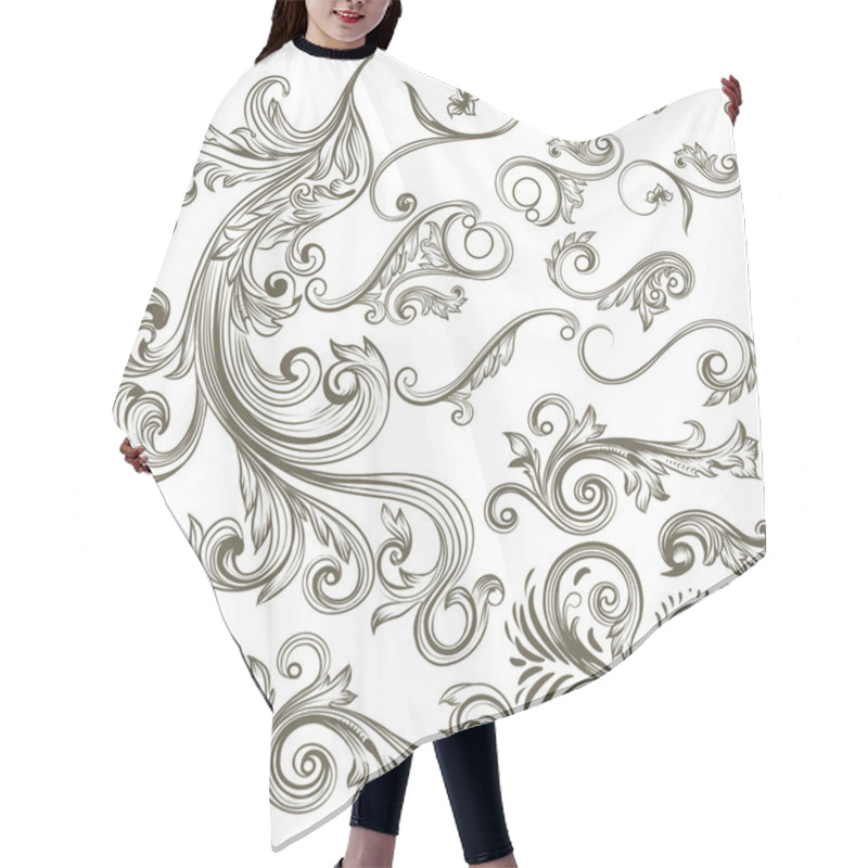 Personality  Collection Of Vector Hand Drawn Floral Swirls For Design Hair Cutting Cape