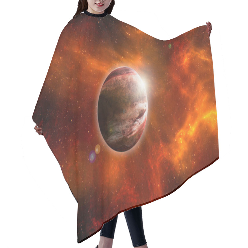 Personality  Unknown Planet From Outer Space. Space Nebula. Cosmic Cluster Of Stars. Outer Space Background. 3D Illustration. Hair Cutting Cape