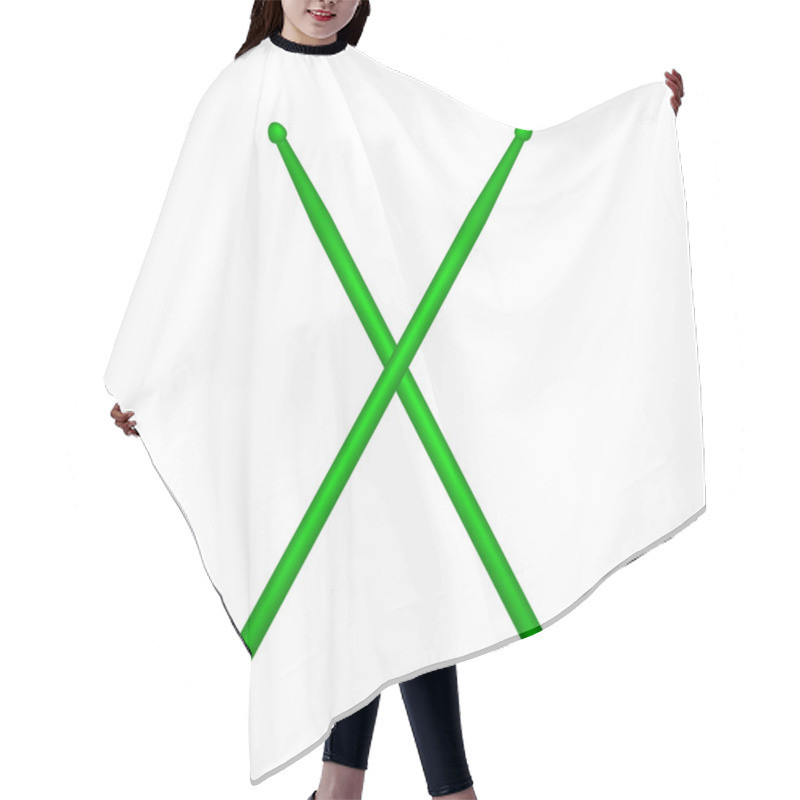 Personality  Crossed Pair Of Green Wooden Drumsticks Hair Cutting Cape