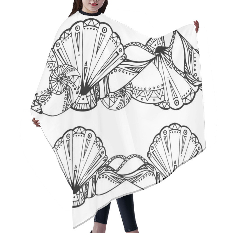 Personality  Seamless Border With Seashells  Hair Cutting Cape