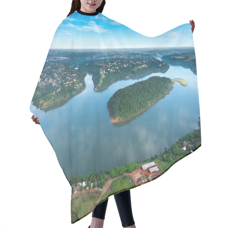 Personality  Aerial View Of Parana River On The Border Of Paraguay And Brazi Hair Cutting Cape